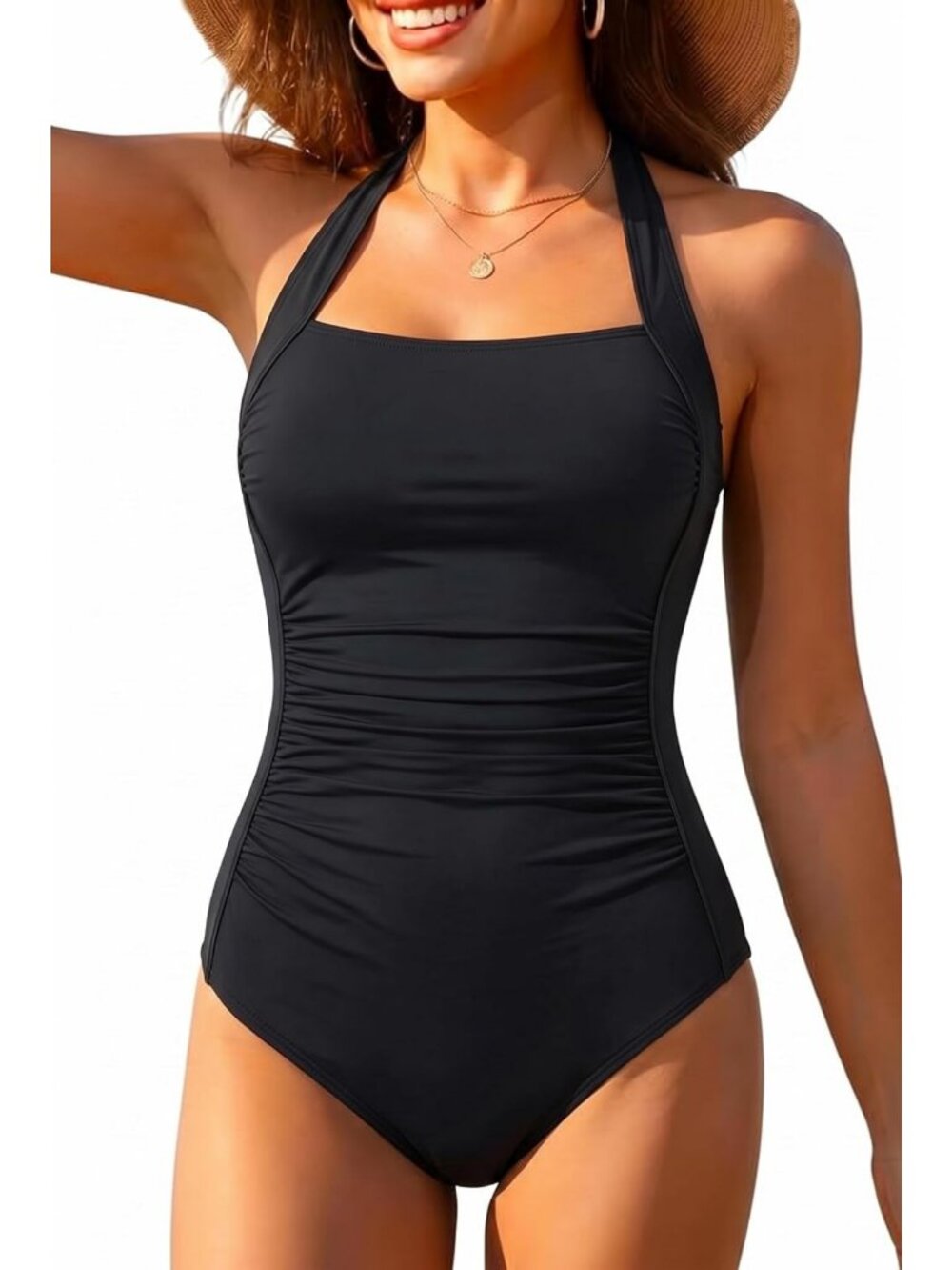 Stylish Ruched One-Piece Swimsuit for Women - Flattering Fit & Trendy Design